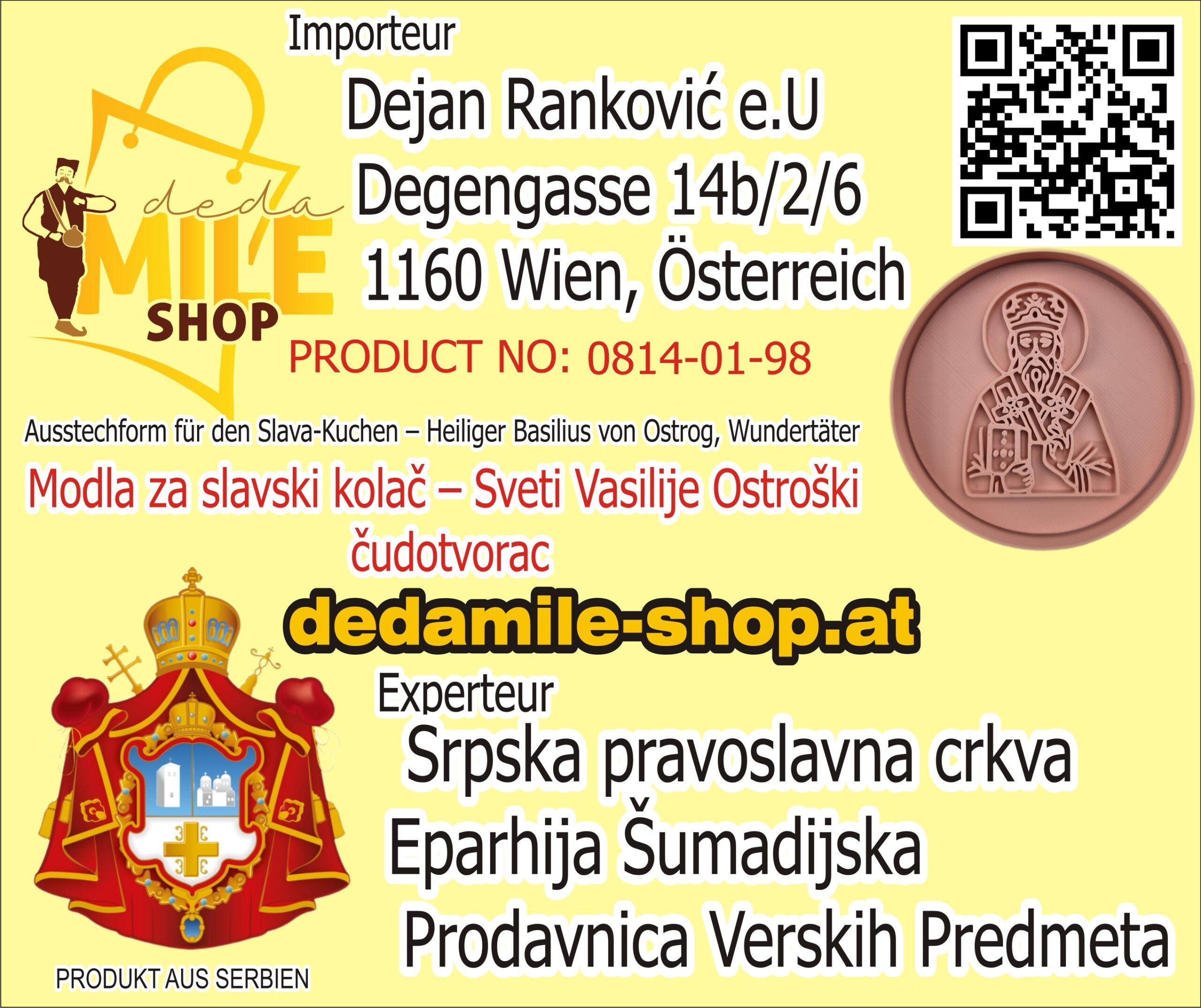 Ausstechform für den Slava-Kuchen – Heiliger Basilius von Ostrog, Wundertäter - Image 2